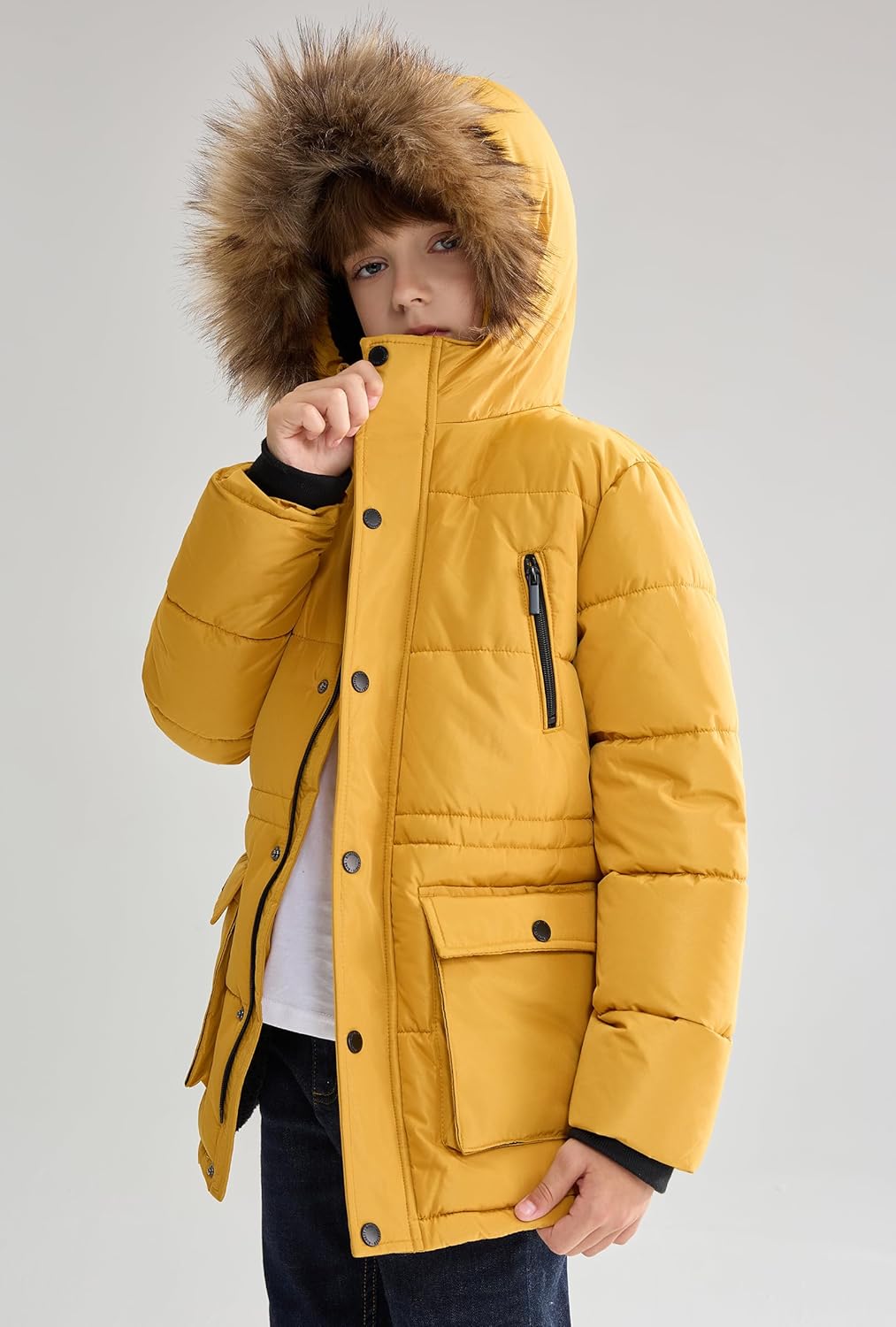 Kids Down Puffer Jacket YanHoo Kids Puffer Jackets With Faux Fur