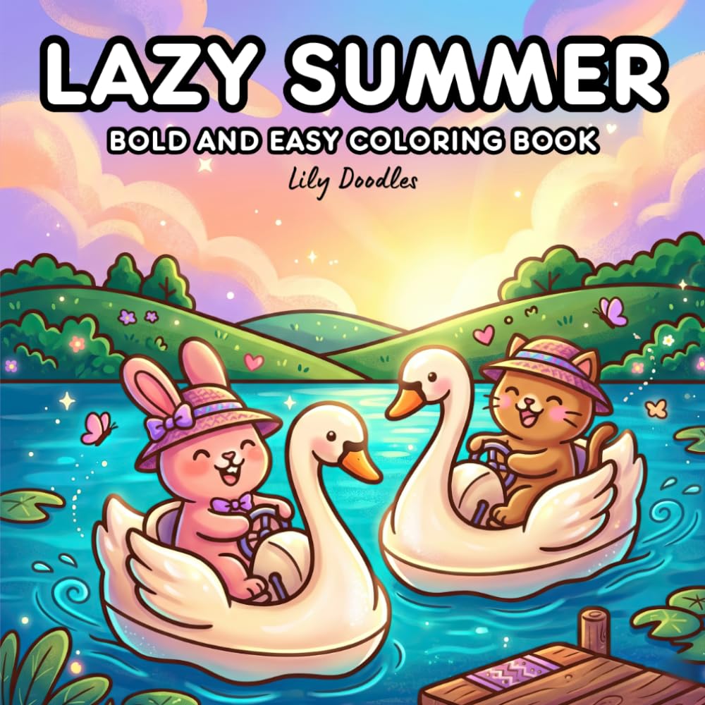 Lazy Summer: Bold and Easy Coloring Book for Teens and Adults — Relaxing Cute Animal Summer Scenes for Calm, Comfort, and Cozy Vibes