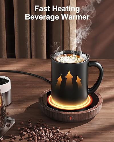 Miniatura 17 de SWEETFULL Calentador de taza de café, calentador eléctrico de taza de café de 36 W para escritorio con 3 ajustes de temperatura, calentadores