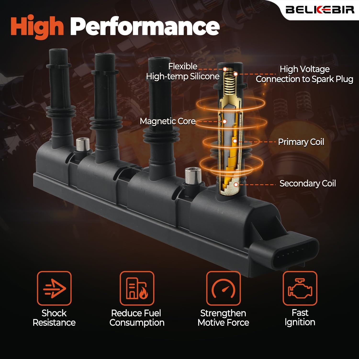 Ignition Coil Pack & Iridium Spark Plugs Compatible with 1.4 2011-2015 Chevy Cruze, 2012-2020 Sonic, 2015-2021 Trax, 2011-2015 Volt, 2014-2016 Cadillac ELR, 2013-2021 Buick Encore Replace UF669 & 1675