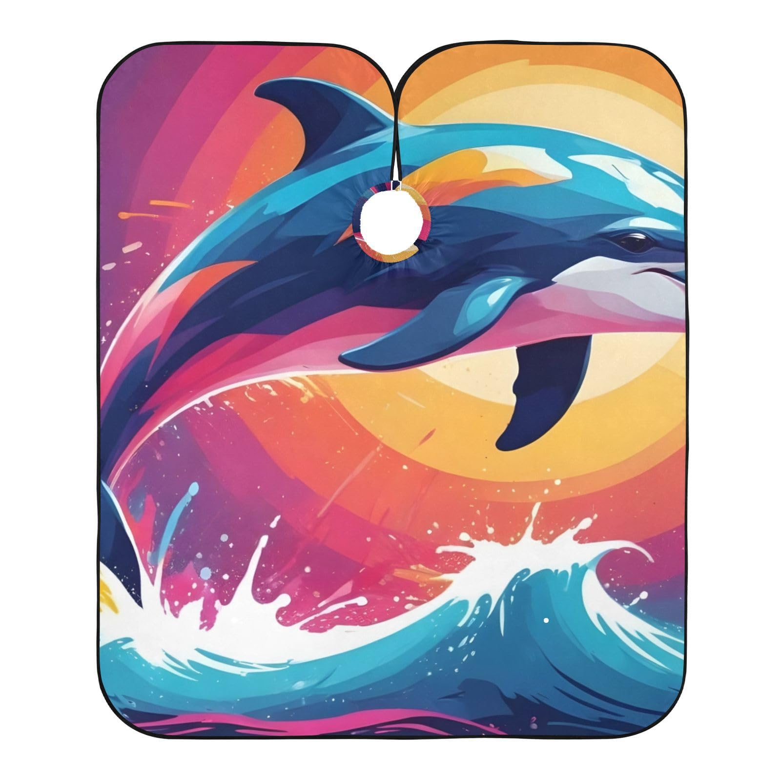 Hezely Colorful Dolphin Hair Dye Cape, Barber Cape for Adults,Waterproof Salon Cape,Waterproof Hairdressing Styling Hair Cutting, 65