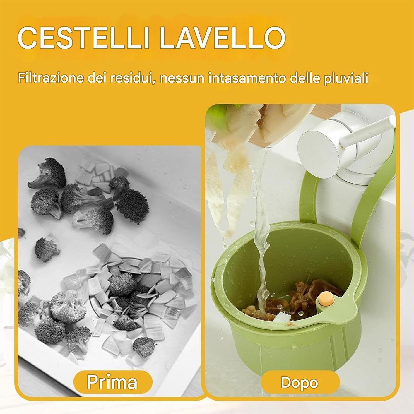 Cestello Di Scarico Per Lavello Da Cucina, Cestino Di Scarico Del Scolapasta Del Sospeso, 2025 Lavello Cucina Autopulente Per Rifiuti Alimentari Rubinetto Da Appendere