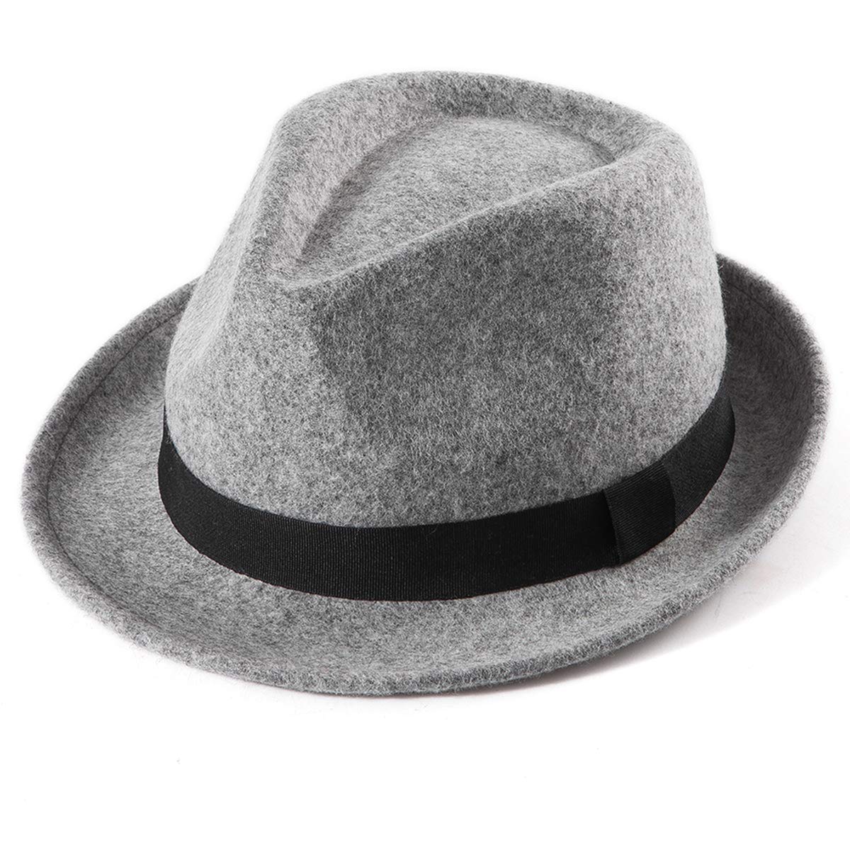 LADYBRO Straw Trilby Fedora Hat for Men Women 1920s Wool Felt Panama 7 1/4