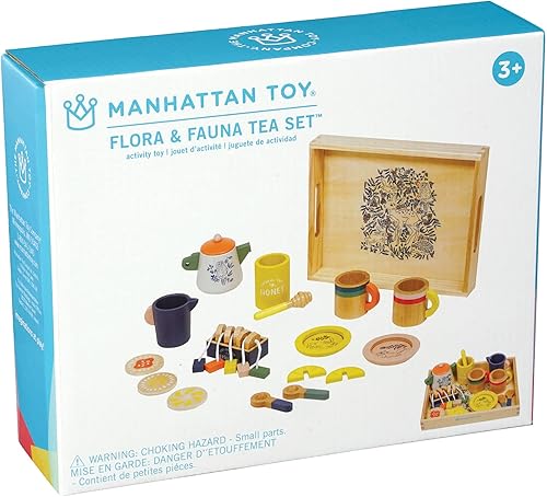 Miniatura 7 de Manhattan Toy Flora & Fauna - Juego de té de madera de 23 piezas para niños pequeños y niños