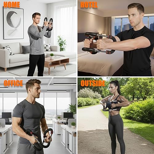 Miniatura 7 de Entrenador de brazo Twister, equipo de entrenamiento de pecho con bolsa de almacenamiento, ejercitador de pecho ajustable con 4 resortes para