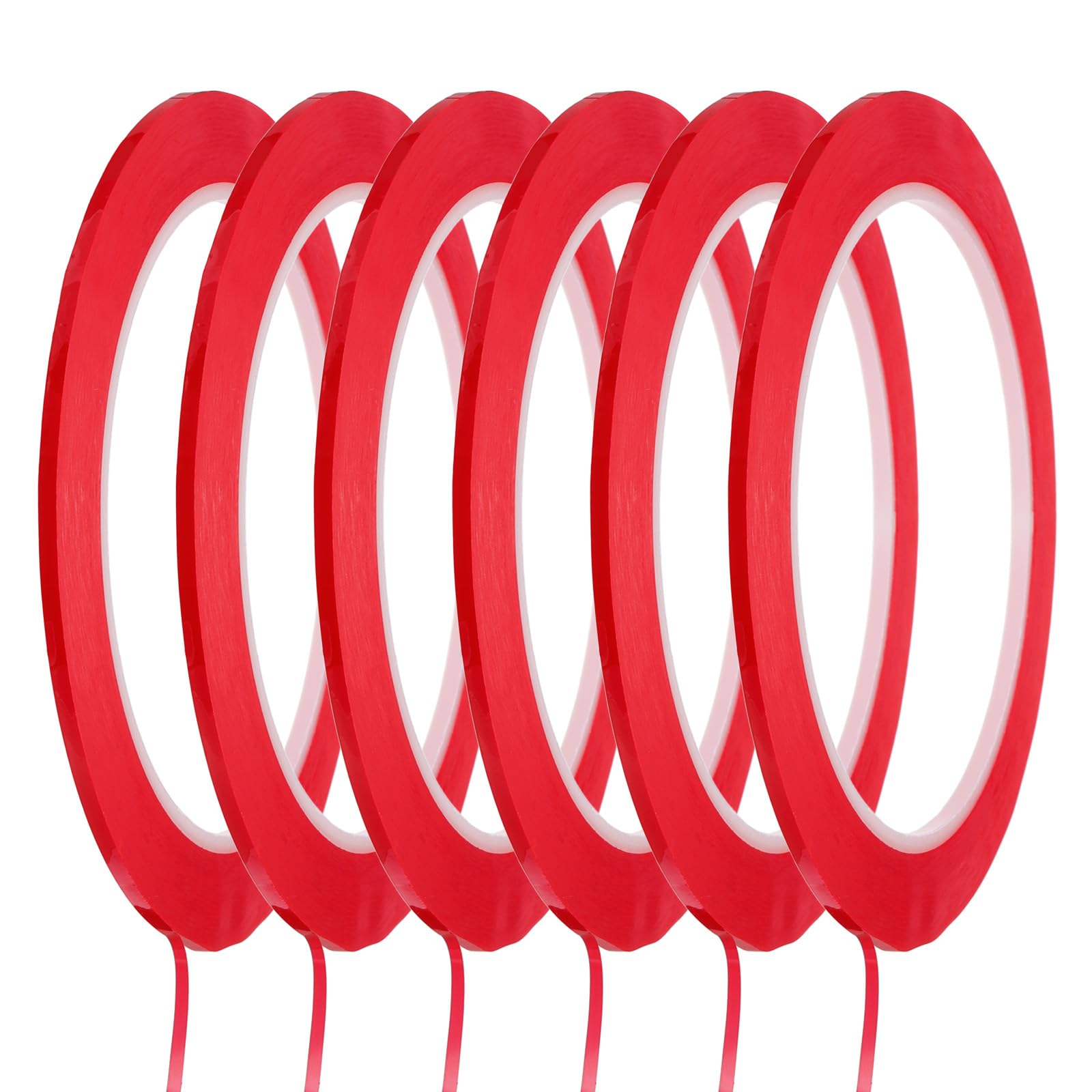 sourcing map Whiteboard Tape 2mm Self Adhesive Graphic Chart Line Tape 66 Meters Grid Marking Stickers for Pinstripe Dry Erase Board Scrapbooking DIY Art Crafts, Red, Pack of 6