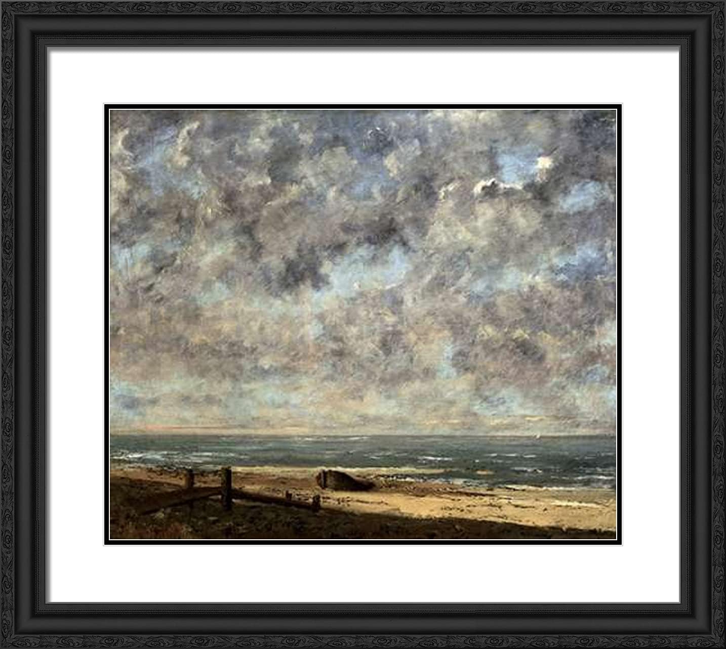 ArtDirect Courbet, Gustave 22x20 Gold Ornate Framed Art Print with Double Matting Titled: La Mersea
