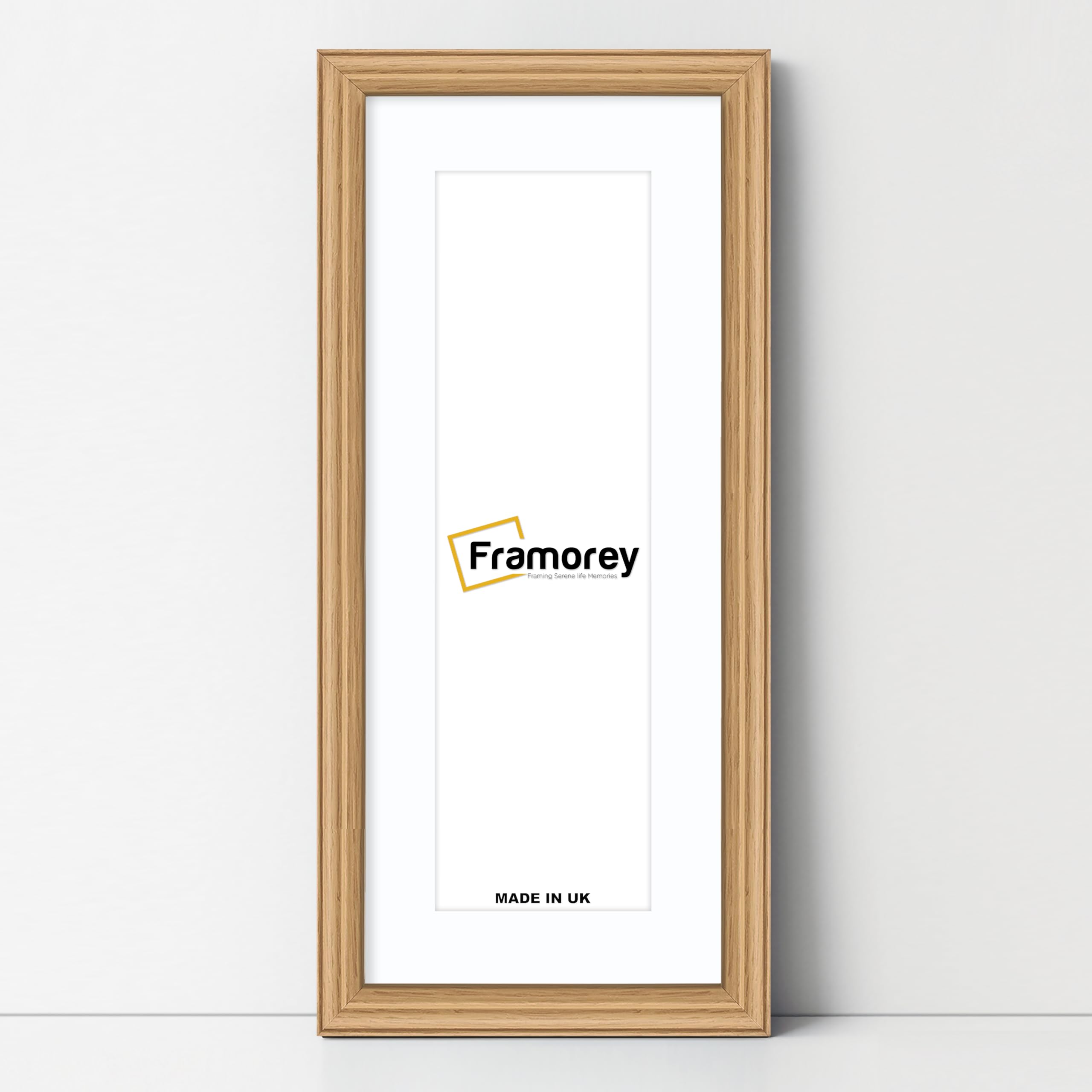 FRAMOREY Panoramic Style Antique LW Picture Frame, 16x9" Oak Photo Frame With 12x5" White Mount Wall Art Poster Frame, Modern Photo Frames, Home Décor Frames