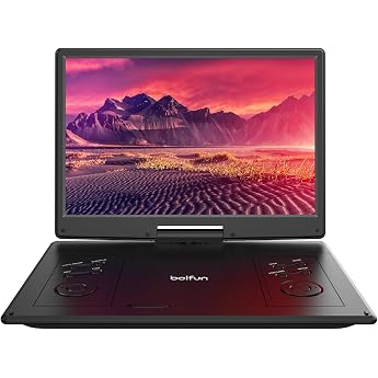 Boifun 15.7 Inch Portable DVD Player with 14.1 Inch HD Screen, 6 Hours Battery Life, Supports USB/SD Card/TV Sync and Multipl