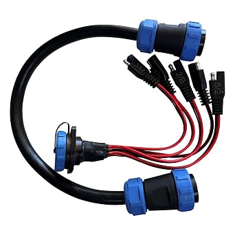 Yak Power 5 Circuit Heavy Duty Waterproof Quick Disconnect Jumper Kit | Panel mount and dual plug jumper harness for 5-circuit heavy-duty 12V quick disconnect, waterproof kayak