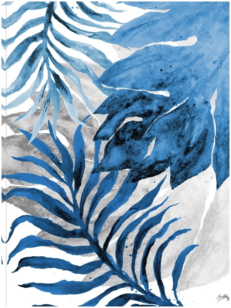 Fine Art Canvas Blue Fern and Leaf II Canvas Wall Decor by Artist Elizabeth Medley for Living Room