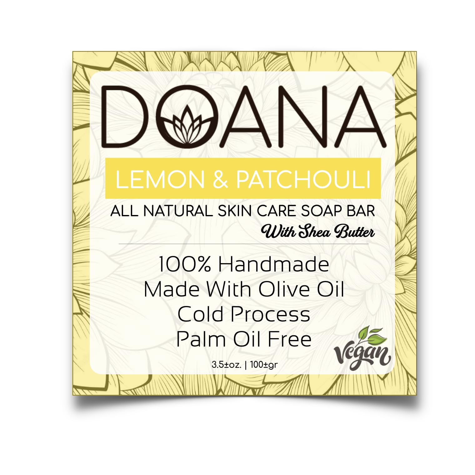 Barra de jabón de limón y pachulí, ahora con manteca de karité, vegano, aceite de oliva, aceite de coco, aceite de semilla de limó