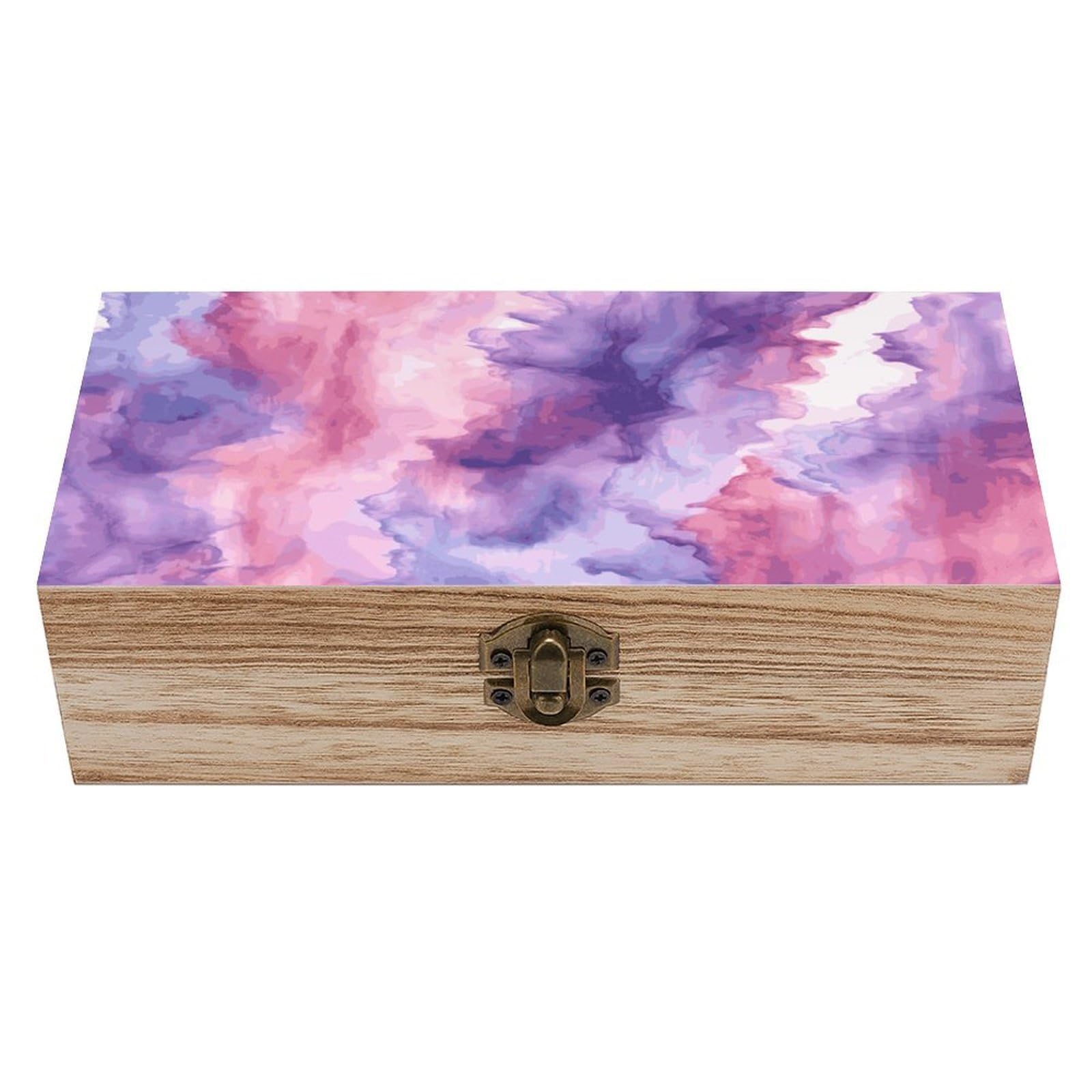VstaDank Abstract Watercolor Purple Wooden Storage Box Wooden Keepsake Box with A Hinged Lid Fashion Memory Treasure Boxes Decorative Jewelry Case for Crafts Photo Home Decor Wood Gift Box
