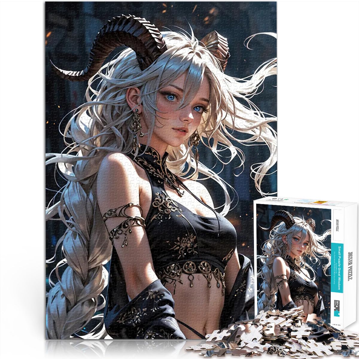 1000 Adult Pieces Jigsaw Puzzle Enigmatic Horned Goddess in Gothic Elegance Analyse und Logik Gutes Geschenk38x26cm