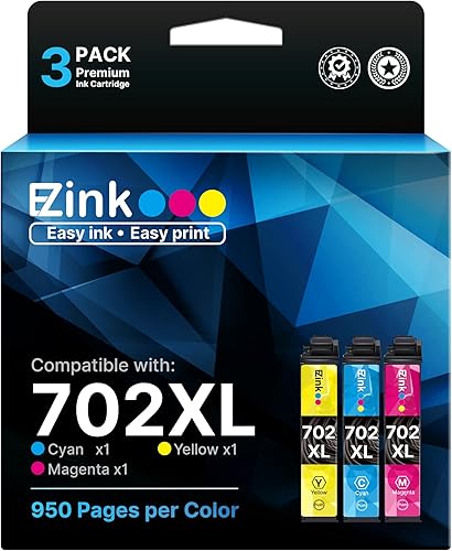 E-Z Ink Cartuchos de tinta de color 702XL remanufacturados para Epson 702 cartuchos de tinta de color de alto rendimiento 702XL para usar con