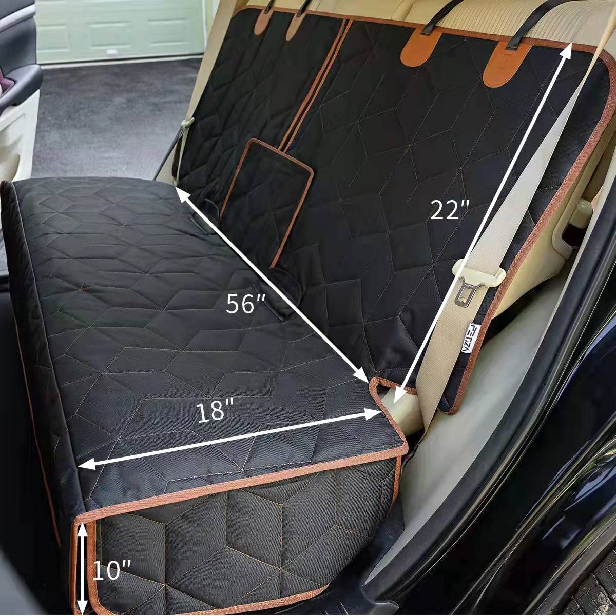 Petiza Dog Car Seat Cover for Back Seat Pets Cover Protector Waterproof Bench Car Backseat Covers Dog Seat Covers for Cars,Non-Slip Back Seat Cover Fits Middle Armrest for Kids, Trucks and SUV
