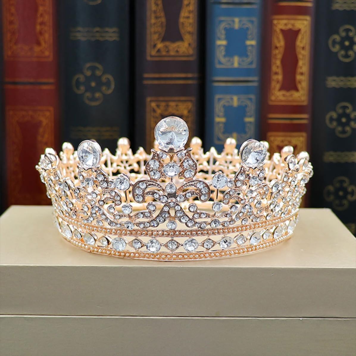 GANAZONO Baroque Rhinestone Hair Crown for Women Bridal Crystal Tiara Alloy round Hair Accessories Easy to Fix on Head Safe for Wedding and Wedding Party