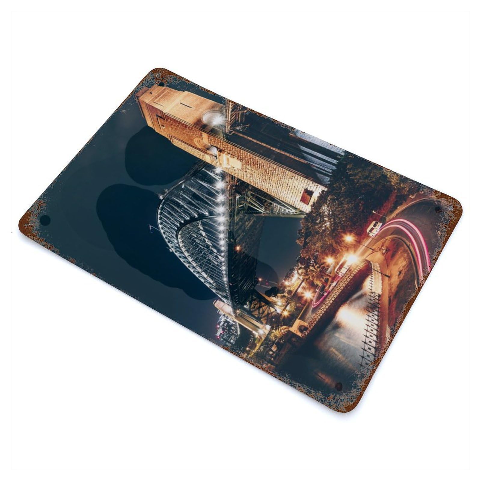 Sydney Harbour Bridge Vintage Rust Metal Sign 11.8"x7.9", Classic Wall Plaque for Basement, Hobby Room And Garage Decor