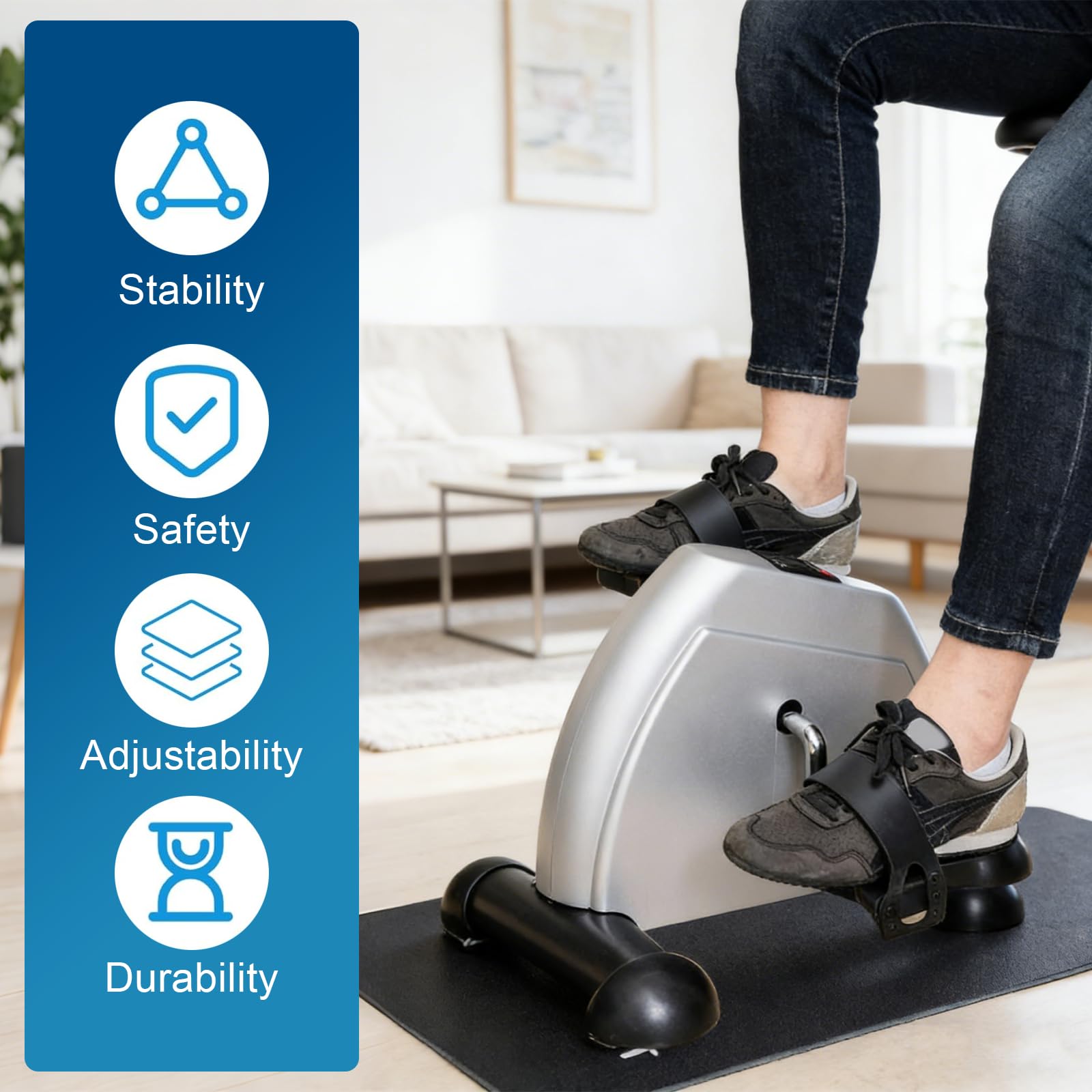 60 x 40cm Upgraded Tappetino Fitness, Tappetino per Palestra Anti-Rumore e Anti-Scivolo con Protezione Pavimento per Home Trainer, Ellittica, Pedaltrainer e Attrezzatura Gym