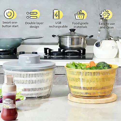 Miniatura 3 de Molinillo grande para ensalada, cuenco de lavado de verduras 3 en 1, ensaladera y lechuga, limpiador de frutas, lavadora de lechuga y frutas de 4.22