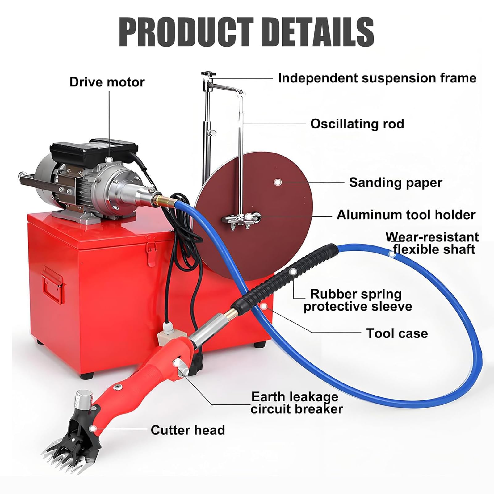 Tosatrice Elettrica per Pecore con Affilatrice Integrata, Tosatrice per Lana Resistente con Forbici per Pecore, Leggera, con Albero Flessibile A 360°, per La Toelettatura di Capre, Alpaca