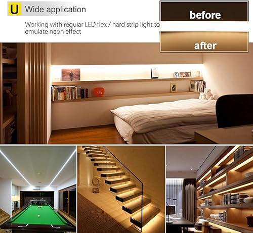 Miniatura 4 de StarlandLed Paquete de 10 difusores LED de aluminio de 6.6 ft6.6 pies con tapas de extremo y clips de montaje para tira flexible LED