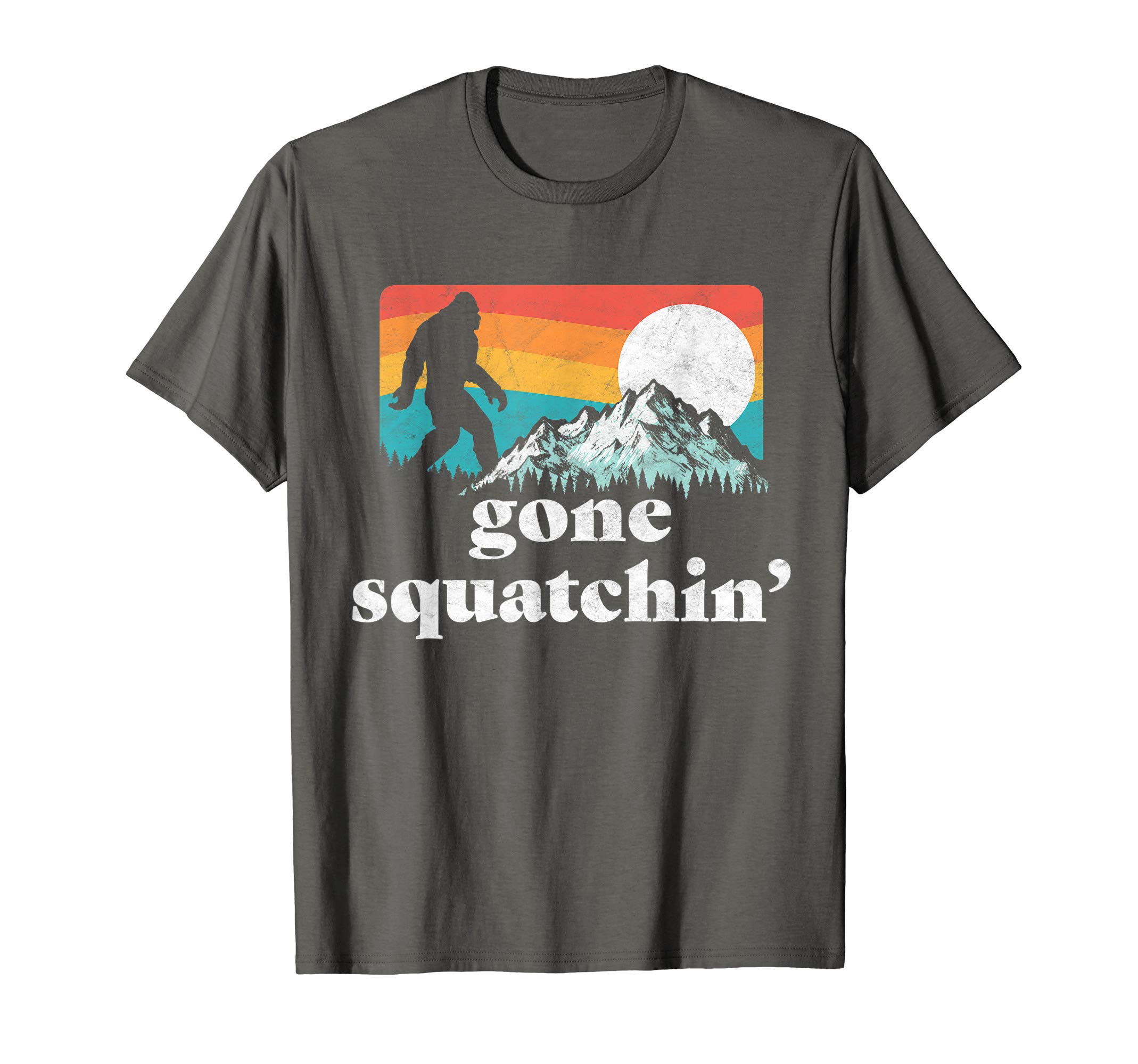 Bigfoot UFO Believer 2001 TeesGone Squatchin'! Funny Bigfoot Mountains Retro Graphic T-Shirt