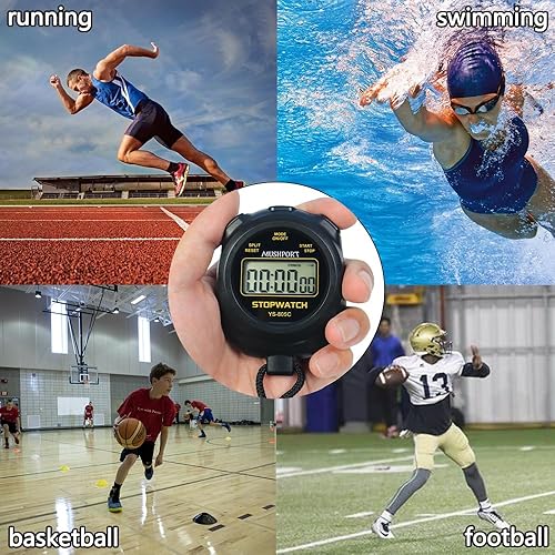 Miniatura 7 de Paquete de 2 cronómetros digitales con temporizador deportivo con cuenta regresiva de encendidoapagado, batería AAA incluida, cronómetro simple de