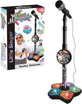 Microphone Stand for Kids, Kids with Stand Adjustable Height Led Light Detachable for Singing Play Party Gifts, with for
