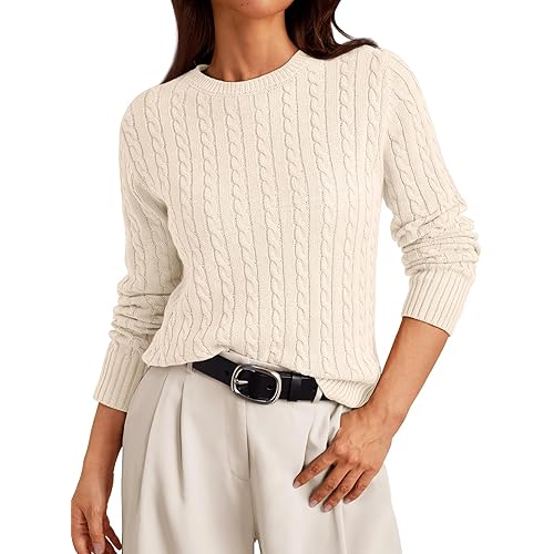 LILLUSORY Womens Lightweight Cable Knit Soft Business Casual Trendy Classic Pullover Sweaters Fall Outfits 2025