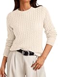 Womens Lightweight Cable Knit Soft Business Casual Trendy Classic Pullover Sweaters Fall Outfits 2025