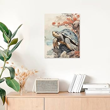 Amazon.co.jp: 絵画 アジアのカメの絵インテリア 絵画 超緻密な