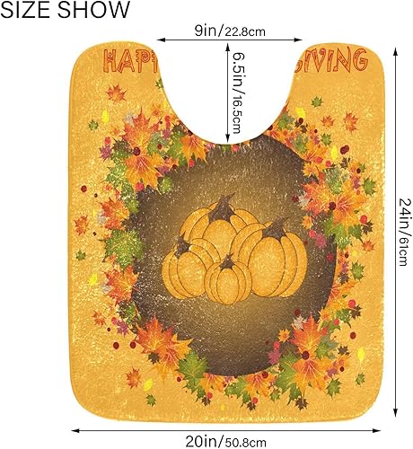Miniatura 6 de Bathroom Rugs Sets 2 Piece 24x16+24x20 Inch,Soft U-Shaped Contour Toilet Rug Happy Thanksgiving Non-Slip Absorbent Bath Floor Mat Carpet Set Water