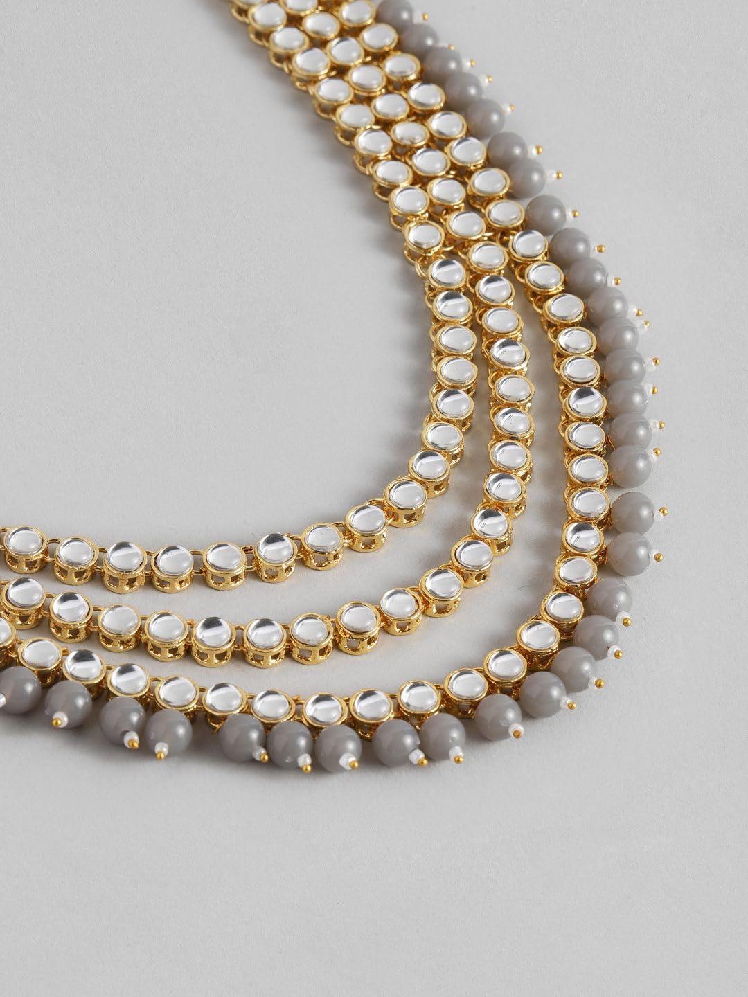 DMZ-3863 - Juego de collar de novia Kundan chapado en oro de 18 quilates para mujer, color gris, S, Latón