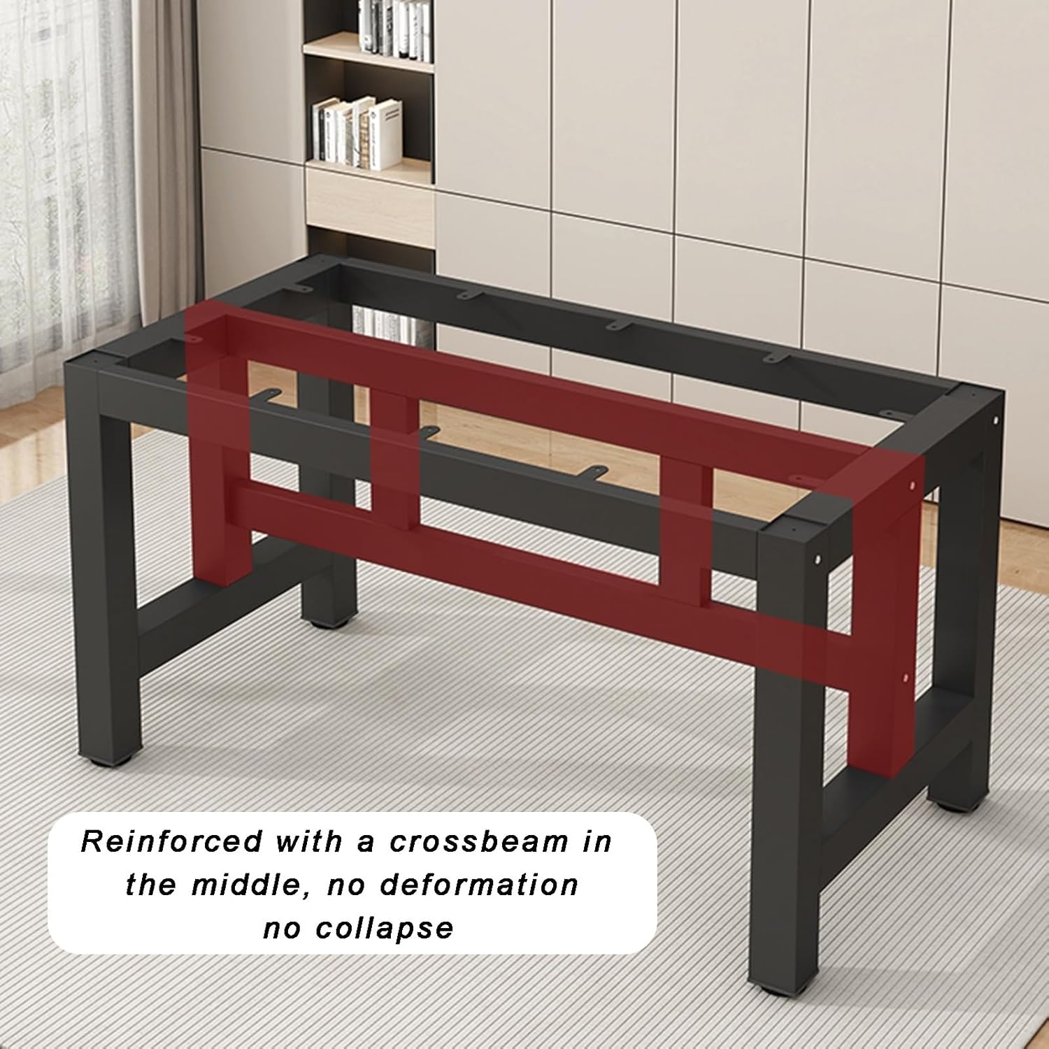 Heavy-Duty Metal Table Legs Water Proof and Wear-Resistance Reinforced Crossbeam Base for Office/Dining/Coffee Desk Leg Compatible with Various Tables Tops