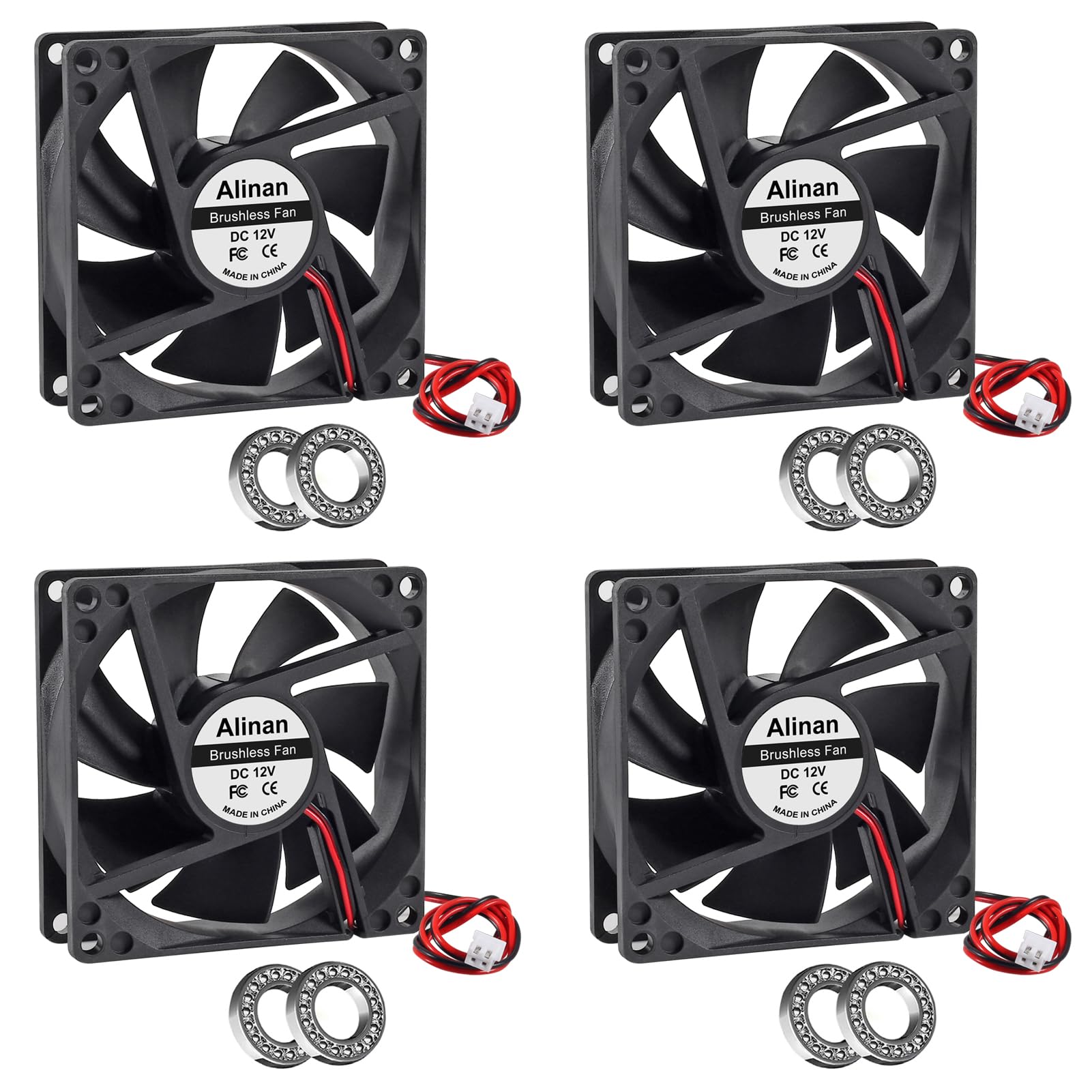 Ventilador sin escobillas con doble rodamiento de bolas y conector de 2 pines CC 8