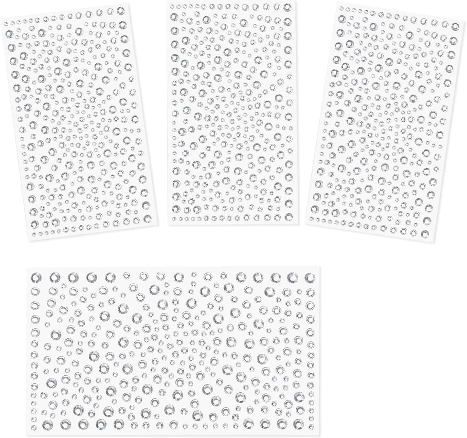 1300Pcs Self Adhesive Bling Clear Rhinestone Stickers, 4 Sheets Acrylic Crystal Gems Stickers with Pick Up Tweezer for DIY Craft Jewel Clothes Makeup Festival Carnival Decro (3mm/4mm/5mm/6mm)