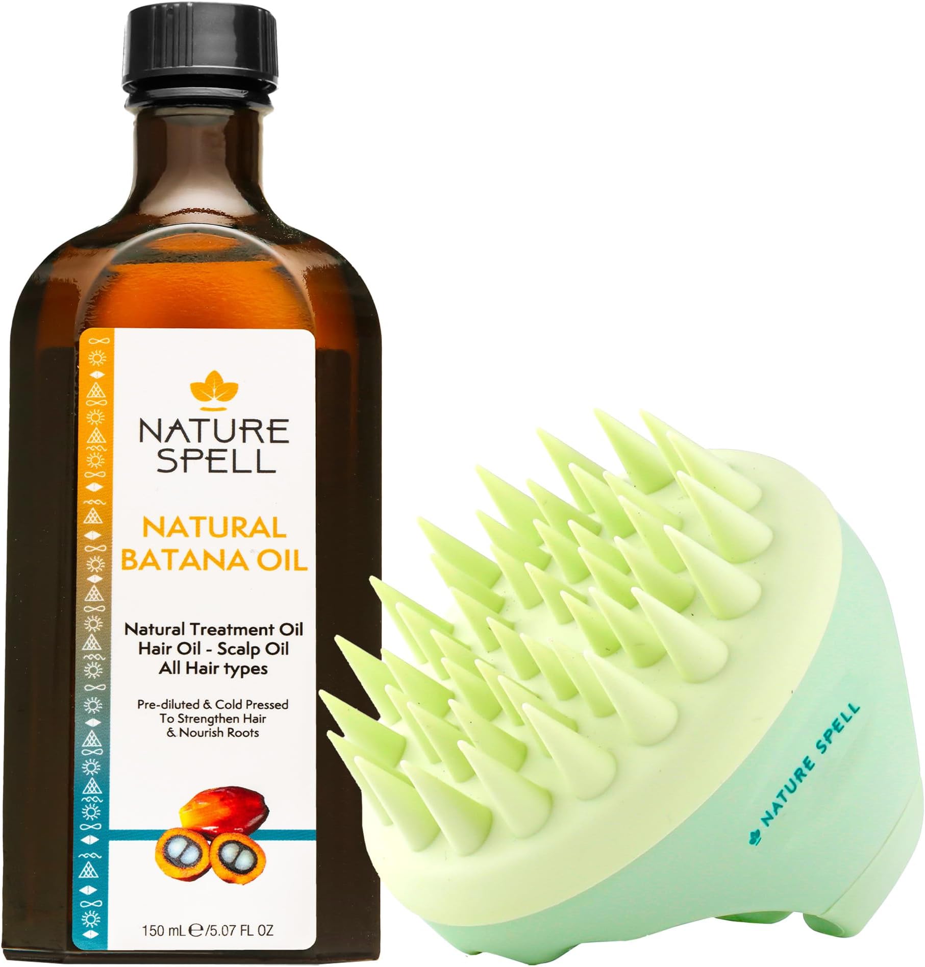 Batana Oil for Hair Growth with Scalp Massager, Pre-Diluted Scalp Oil Stimulates Growth & Strengthens Dry, Damaged Strands, Vegan, For All Hair Types & Textures, 150ml