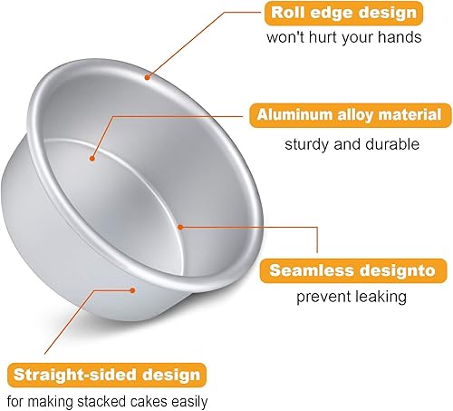 Miniatura 4 de Patelai 8 moldes redondos de 4 pulgadas, molde redondo de aluminio antiadherente, moldes redondos para tartas de queso, pequeños moldes para hornear