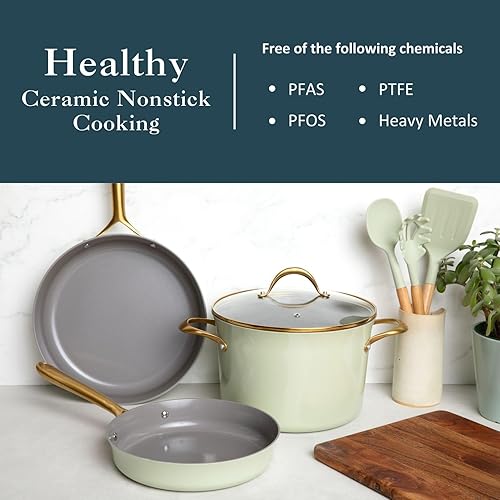 Miniatura 3 de Juego de utensilios de cocina antiadherentes de 13 piezas con juego de utensilios de cocina, sin PFOA/PFAS/PTFE (salvia)