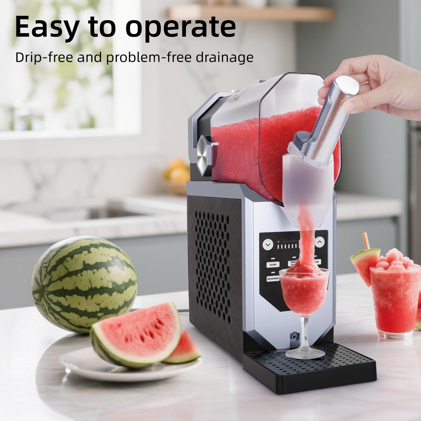 Macchina per Granita - Sorbetto Elettrica 2,0L 220W, Bevande in 15-60min, 2,0L per Ingredienti, Tattile, 5 Modalità, per Granite, Cocktail, Frappé, Milkshake e Succhi