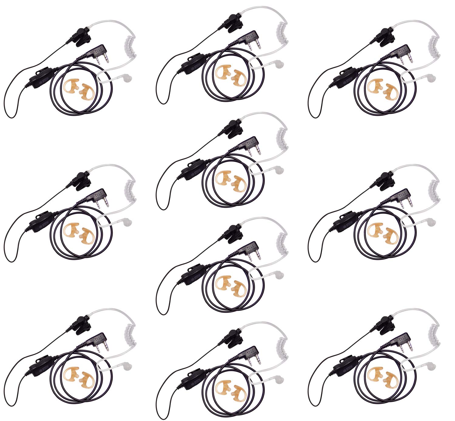 BTECH QHM07 Platinum Series Noise-Cancelling Earpiece with In-line PTT, 10-Pack