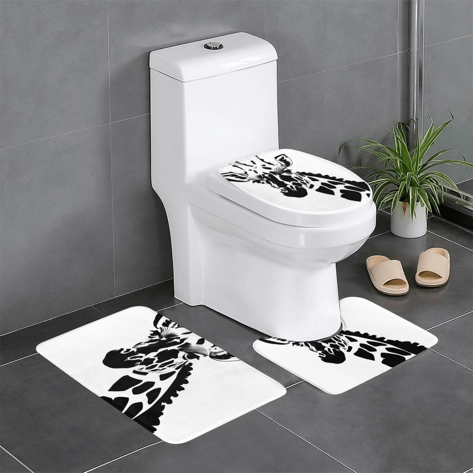 Tapis de bain girafe lot de 3 tapis de toilette antidérapants et lavables 61 x 40,6 cm