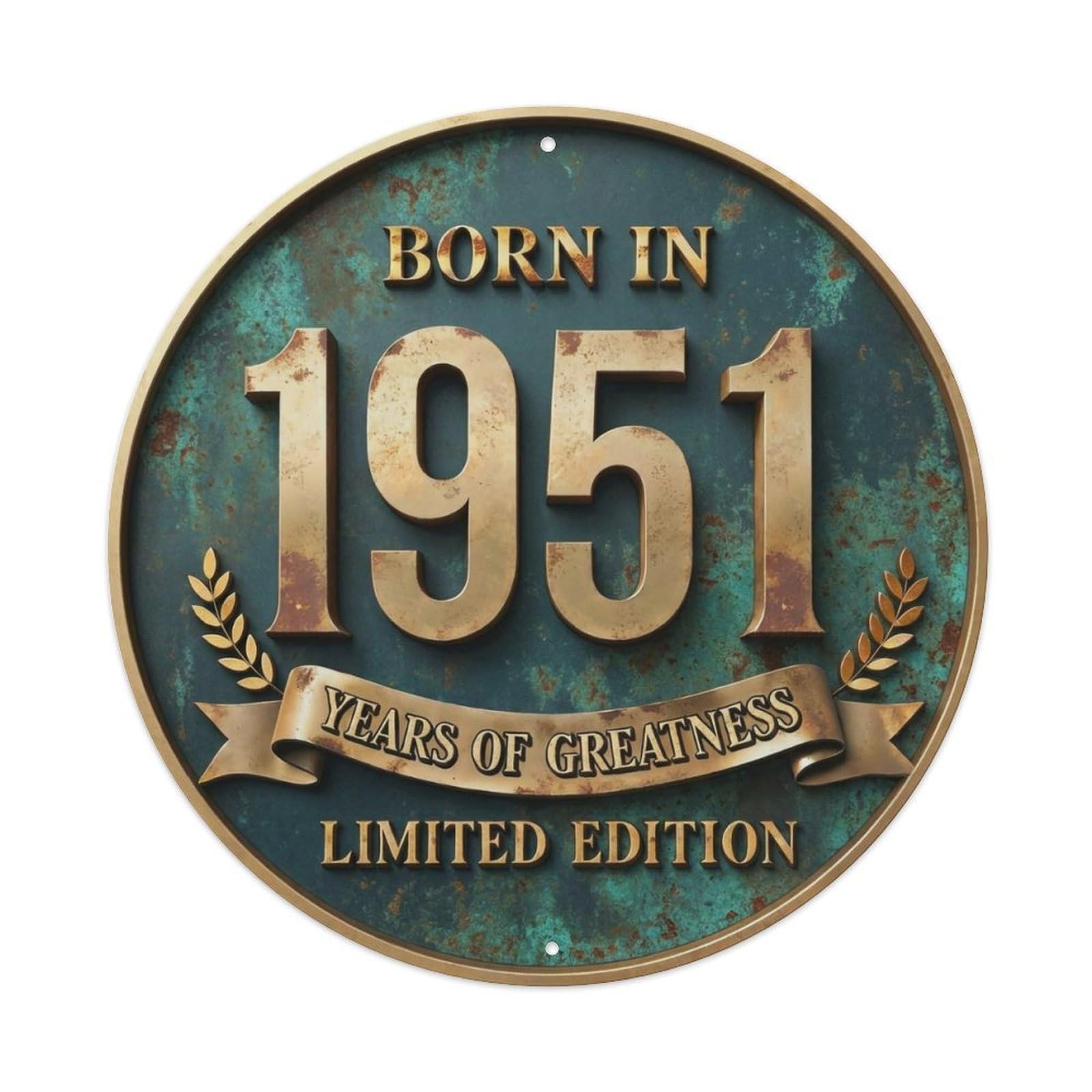 Okahys 8X8inch(20X20cm) Born In 1951 Years Of Greatness Year-Themed Birthday Gift Metal Tin Sign