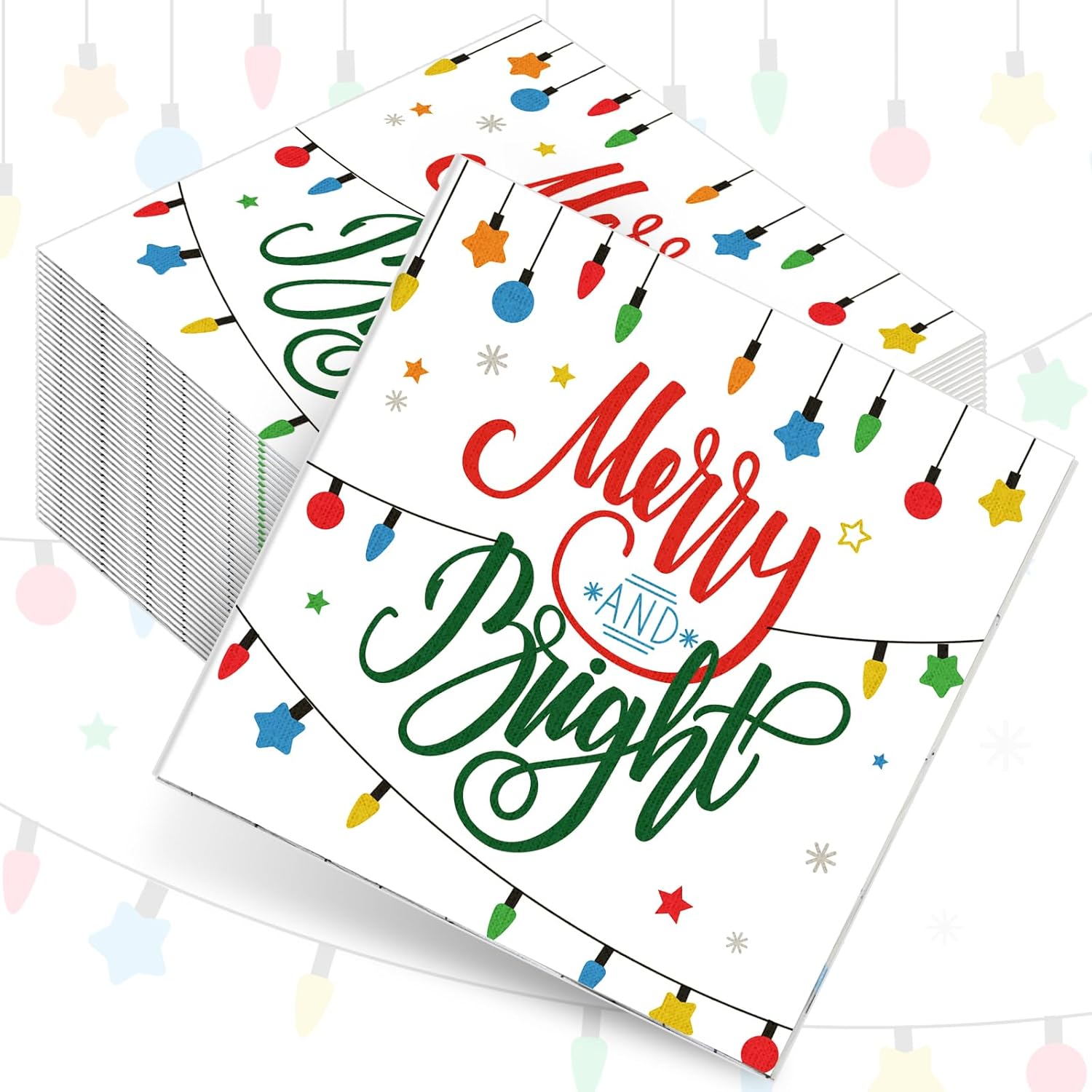Sherr 200 Packs Christmas Napkins Light Christmas Paper