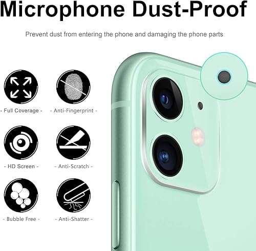 Miniatura 2 de Protector de lente de cámara para iPhone 11, a prueba de polvo 9H, protector de pantalla de lente de cámara de vidrio templado para iPhone 11 de 6.1