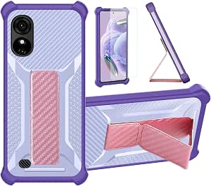 Custodia Per Blu G73L Con Supporto Anello Magnetico E Vetro Temperato 9H - Cover Ibrida PC + Silicone, Protezione Antiurto, Angoli Airbag, Design Sottile