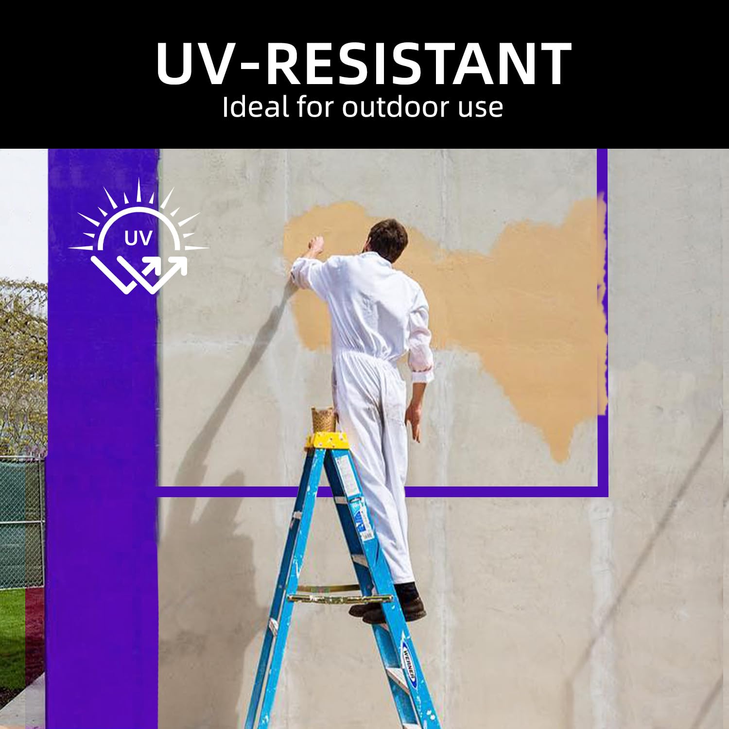 ROSEUP Cinta de estuco azul, 2 rollos de 2 pulgadas x 60 yardas, cinta de estuco azul resistente a los rayos UV, cinta adhesiva de polietileno impermeable para renovación del hogar, construcción