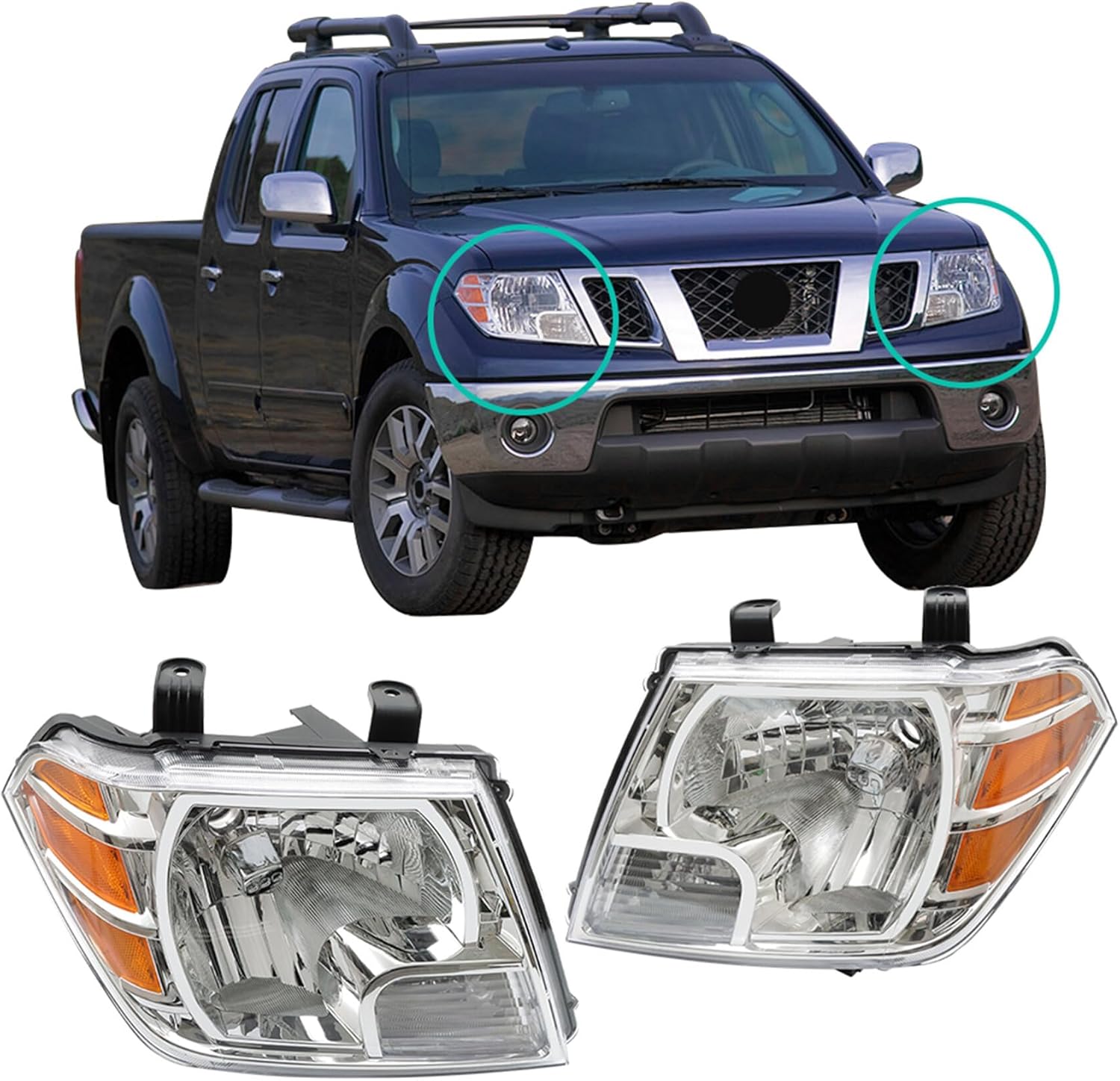 munirater Headlight Assembly Replacement for Frontier 2009-2021 Headlamp Passenger and Driver Side 26060-ZL40B, 26010-ZL40B