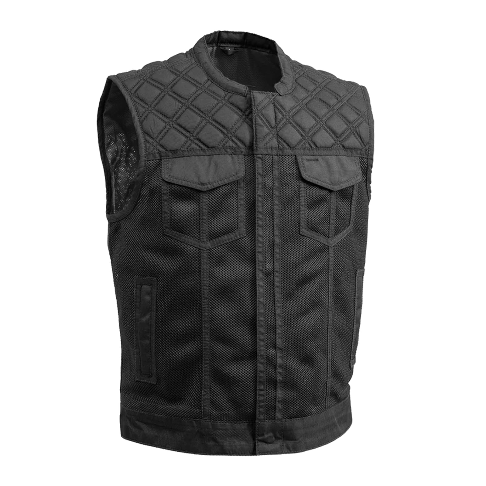 First Mfg Co Downside Men's Moto Mesh Vest: Cordura, Conceal Carry Pockets, Mesh Lining, Easy Access Zips, YKK Zippers